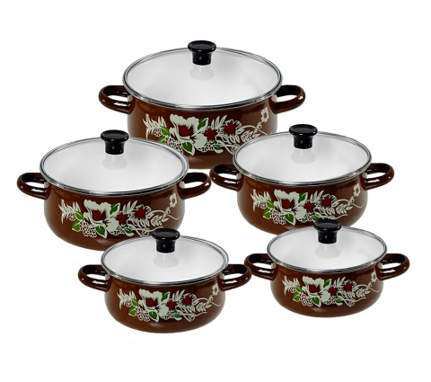 ZESTAW GARNKÓW EMALIOWANYCH 10 ELE. KiNGHOFF KH-3710-BR ZESTAW GARNKÓW EMALIOWANYCH 10 ELE. KiNGHOFF KH-3710-BR