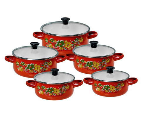 ZESTAW GARNKÓW EMALIOWANYCH 10 ELE. KiNGHOFF KH-3710-RD ZESTAW GARNKÓW EMALIOWANYCH 10 ELE. KiNGHOFF KH-3710-RD