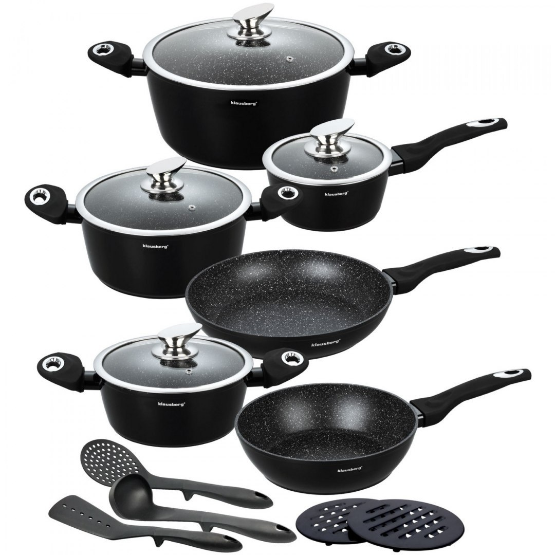 GARNKI GRANITOWE 15 ELE. KLAUSBERG MARMO KB-7322 GARNKI GRANITOWE 15 ELE. KLAUSBERG MARMO KB-7322