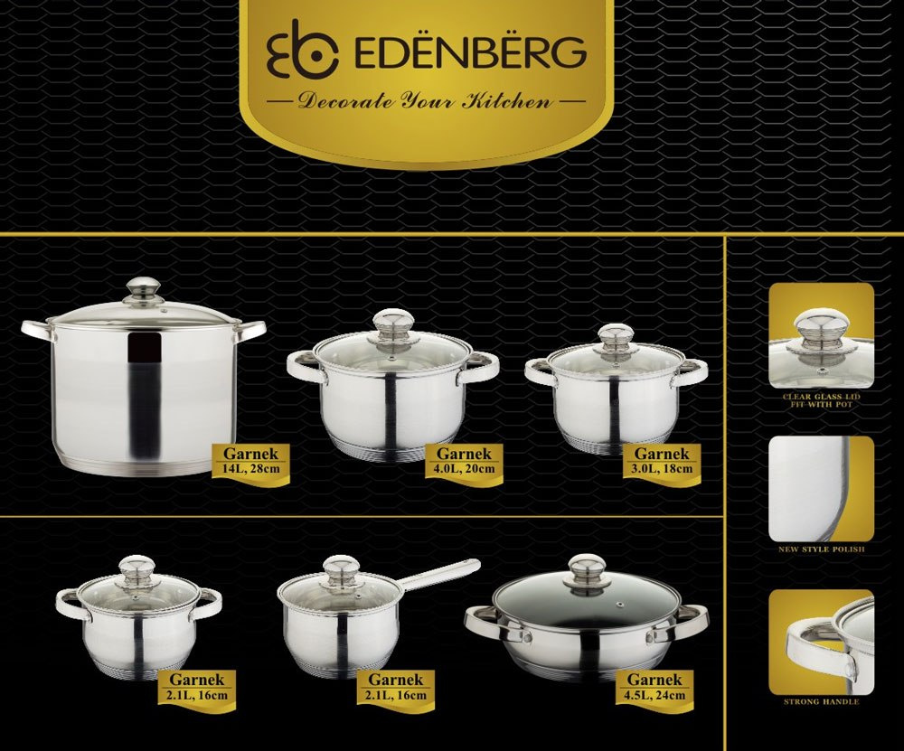GARNKI STALOWE 12 ELE. DNO 7-WARSTW MAXI EDENBERG EB-4020 GARNKI STALOWE 12 ELE. DNO 7-WARSTW MAXI EDENBERG EB-4020