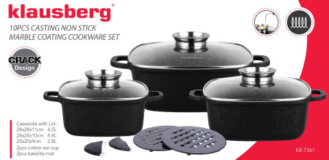 ZESTAW 3 GARNKÓW GRANITOWYCH 2.8L/ 4.4L/6.5L (10 ele.) KLAUSBERG CRACK DESIGN KB-7361 ZESTAW 3 GARNKÓW GRANITOWYCH 2.8L/ 4.4L/6.5L (10 ele.) KLAUSBERG CRACK DESIGN KB-7361