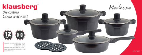 ZESTAW GARNKÓW GRANITOWYCH 12 ELE. KLAUSBERG MODERNO KB-7353 ZESTAW GARNKÓW GRANITOWYCH 12 ELE. KLAUSBERG MODERNO KB-7353