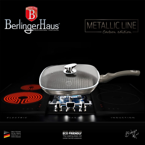 PATELNIA GRANITOWA GRILL 28CM BERLINGER HAUS METALLIC LINE CARBON BH-1614-N PATELNIA GRANITOWA GRILL 28CM BERLINGER HAUS METALLIC LINE CARBON BH-1614-N
