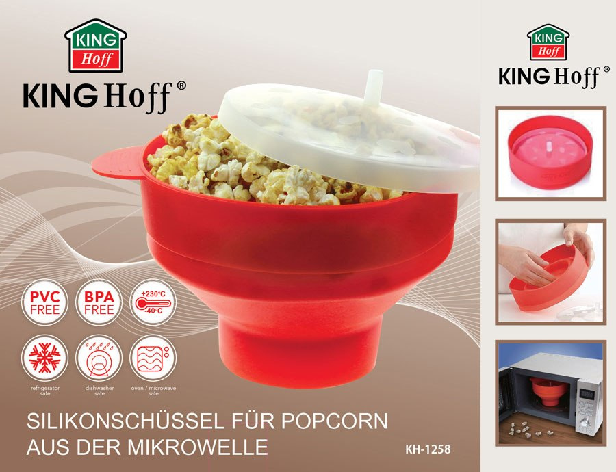 SILIKONOWA MISKA DO ROBIENIA POPCORNU W MIKROFALI KiNGHOFF KH-1258 SILIKONOWA MISKA DO ROBIENIA POPCORNU W MIKROFALI KiNGHOFF KH-1258