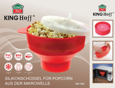 SILIKONOWA MISKA DO ROBIENIA POPCORNU W MIKROFALI KiNGHOFF KH-1258 SILIKONOWA MISKA DO ROBIENIA POPCORNU W MIKROFALI KiNGHOFF KH-1258