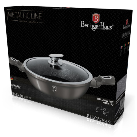 WOK GARNEK GRANITOWY 32CM 4.9L BERLINGER HAUS METALLIC LINE CARBON BH-1242-N WOK GARNEK GRANITOWY 32CM 4.9L BERLINGER HAUS METALLIC LINE CARBON BH-1242-N