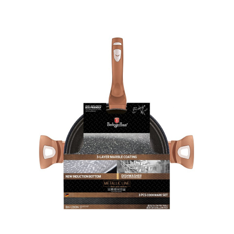 ZESTAW 3 PATELNI GRANITOWYCH BERLINGER HAUS METALLIC LINE ROSE GOLD BH-1280-N ZESTAW 3 PATELNI GRANITOWYCH BERLINGER HAUS METALLIC LINE ROSE GOLD BH-1280-N