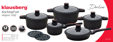 ZESTAW GARNKÓW GRANITOWYCH 12 ELE. KLAUSBERG DOLCE BLACK KB-7357 ZESTAW GARNKÓW GRANITOWYCH 12 ELE. KLAUSBERG DOLCE BLACK KB-7357