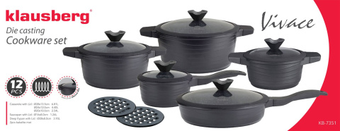 ZESTAW GARNKÓW GRANITOWYCH 12 ELE. KLAUSBERG VIVACE BLACK KB-7351 ZESTAW GARNKÓW GRANITOWYCH 12 ELE. KLAUSBERG VIVACE BLACK KB-7351