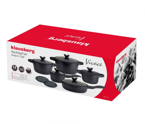 ZESTAW GARNKÓW GRANITOWYCH 12 ELE. KLAUSBERG VIVACE BLACK KB-7351 ZESTAW GARNKÓW GRANITOWYCH 12 ELE. KLAUSBERG VIVACE BLACK KB-7351