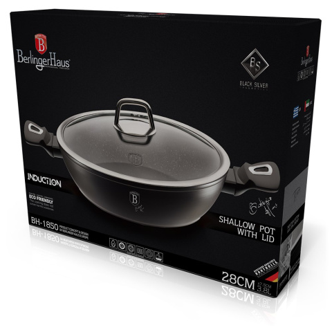 GARNEK PŁASKI 3.8L 28CM BERLINGER HAUS BLACK SILVER BH-1850 GARNEK PŁASKI 3.8L 28CM BERLINGER HAUS BLACK SILVER BH-1850