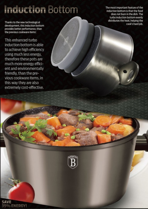 GARNEK 2.5L 20CM BERLINGER HAUS METALLIC LINE CARBON BH-1234-N GARNEK 2.5L 20CM BERLINGER HAUS METALLIC LINE CARBON BH-1234-N