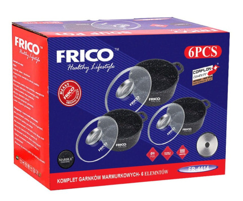 ZESTAW 3 GARNKÓW 2.5, 4.5, 6.5L FRICO FR-4414 ZESTAW 3 GARNKÓW 2.5, 4.5, 6.5L FRICO FR-4414