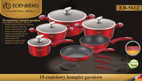 ZESTAW GARNKÓW 15 ELE. EDENBERG BURGUNDY METALLIC EB-5612 ZESTAW GARNKÓW 15 ELE. EDENBERG BURGUNDY METALLIC EB-5612