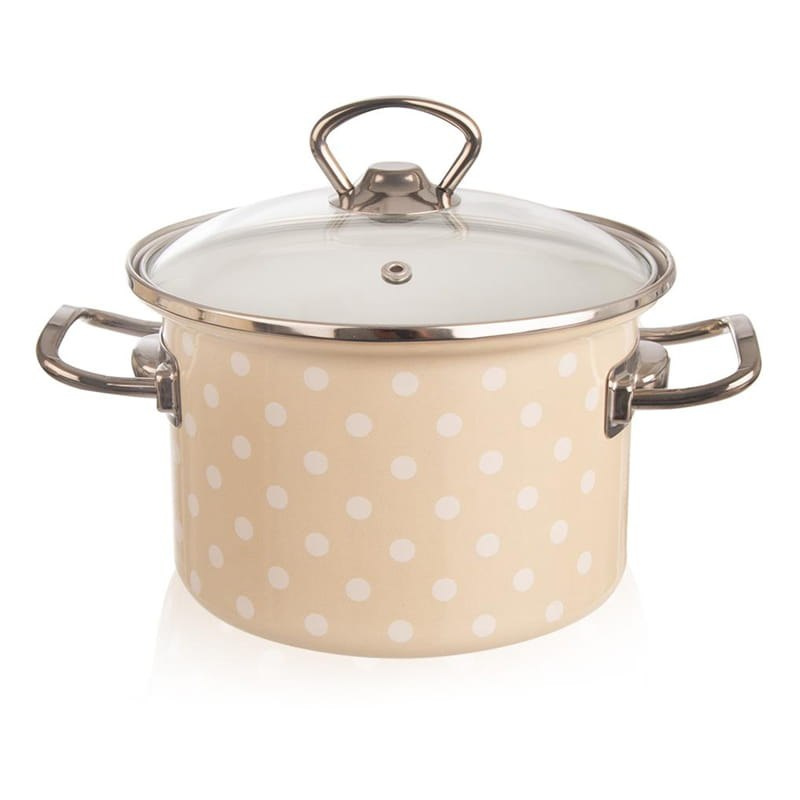 GARNEK EMALIOWANY 16cm 2,2L Z POKRYWĄ KROPKI ORION GARNEK EMALIOWANY 16cm 2,2L Z POKRYWĄ KROPKI ORION