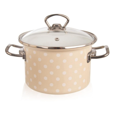 GARNEK EMALIOWANY 16cm 2,2L Z POKRYWĄ KROPKI ORION GARNEK EMALIOWANY 16cm 2,2L Z POKRYWĄ KROPKI ORION