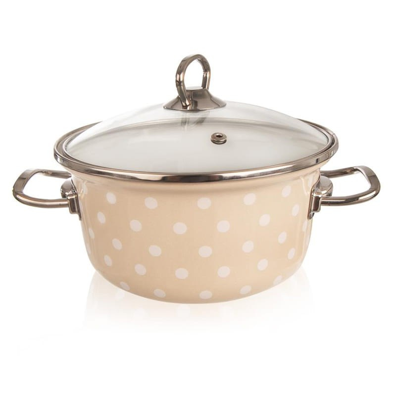 GARNEK EMALIOWANY 18cm 2,2L Z POKRYWĄ KROPKI ORION GARNEK EMALIOWANY 18cm 2,2L Z POKRYWĄ KROPKI ORION