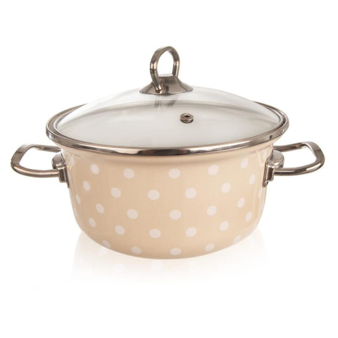 GARNEK EMALIOWANY 18cm 2,2L Z POKRYWĄ KROPKI ORION GARNEK EMALIOWANY 18cm 2,2L Z POKRYWĄ KROPKI ORION