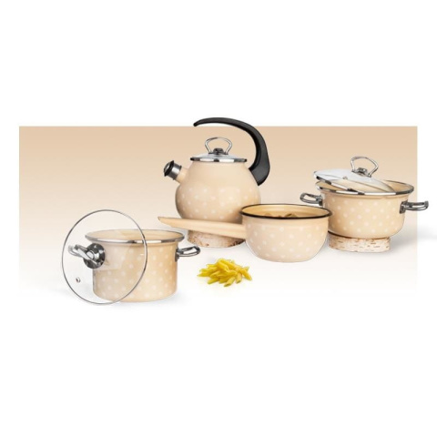 GARNEK EMALIOWANY 18cm 2,2L Z POKRYWĄ KROPKI ORION GARNEK EMALIOWANY 18cm 2,2L Z POKRYWĄ KROPKI ORION