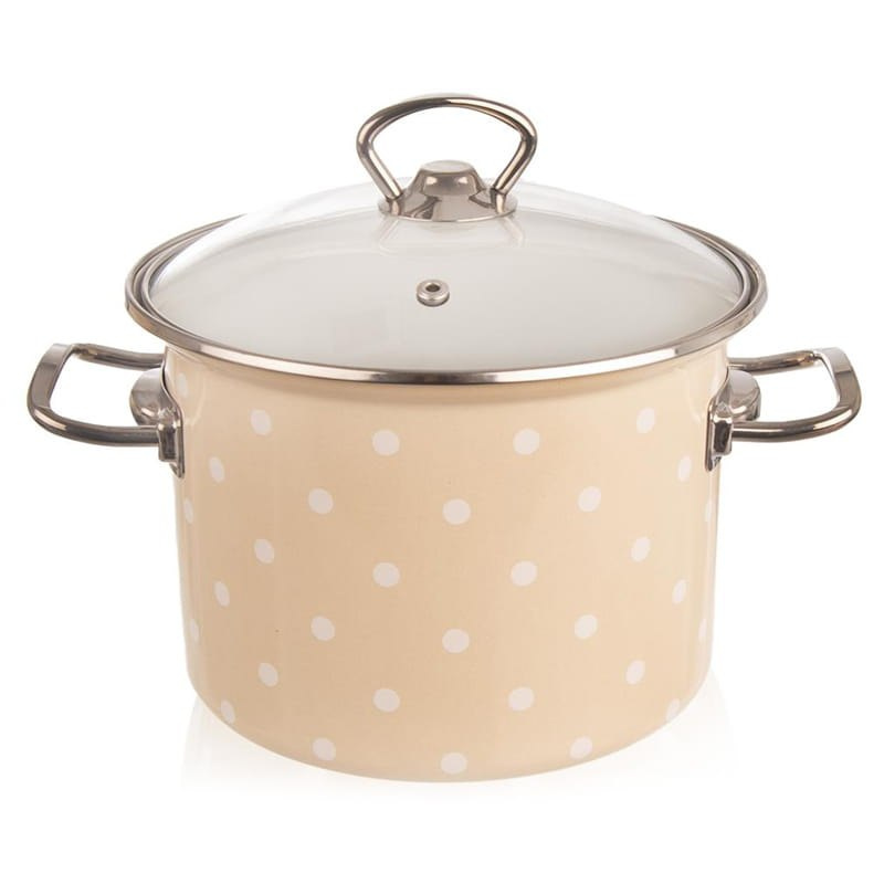 GARNEK EMALIOWANY 18cm 3,5L Z POKRYWĄ KROPKI ORION GARNEK EMALIOWANY 18cm 3,5L Z POKRYWĄ KROPKI ORION