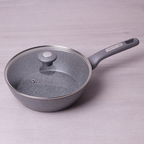 PRZECENA - PATELNIA GRANITOWA GŁĘBOKA 24CM KAMILLE KM-4275-GR_PR1 PRZECENA - PATELNIA GRANITOWA GŁĘBOKA 24CM KAMILLE KM-4275-GR_PR1