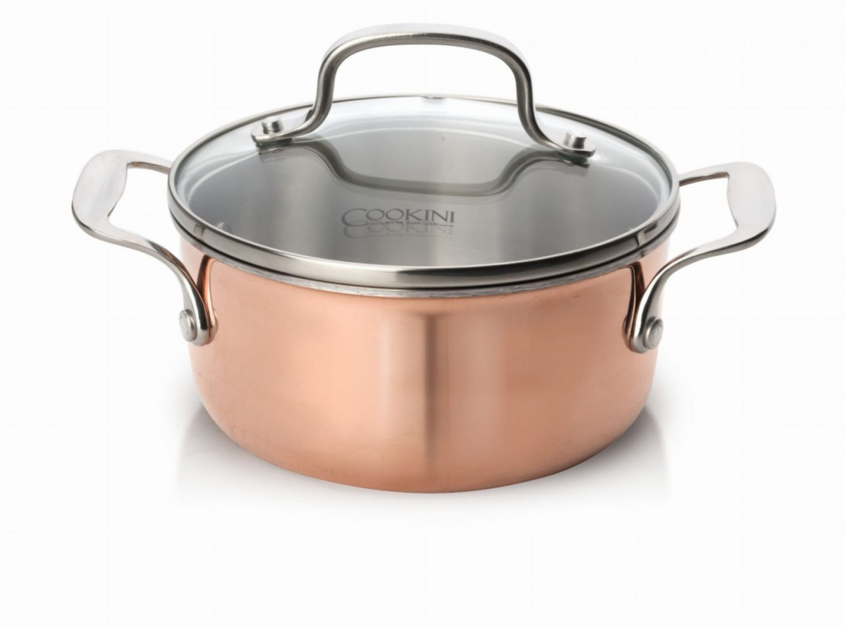 GARNEK ZE STALI NIERDZEWNEJ Z POKRYWKĄ 16cm 1.5L MIEDZIANY COOKINI HTXA4665 GARNEK ZE STALI NIERDZEWNEJ Z POKRYWKĄ 16cm 1.5L MIEDZIANY COOKINI HTXA4665