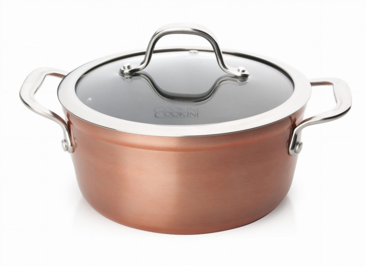 GARNEK ZE STALI NIERDZEWNEJ Z POKRYWKĄ 20cm 2.2L MIEDZIANY COOKINI HTXA4726 GARNEK ZE STALI NIERDZEWNEJ Z POKRYWKĄ 20cm 2.2L MIEDZIANY COOKINI HTXA4726