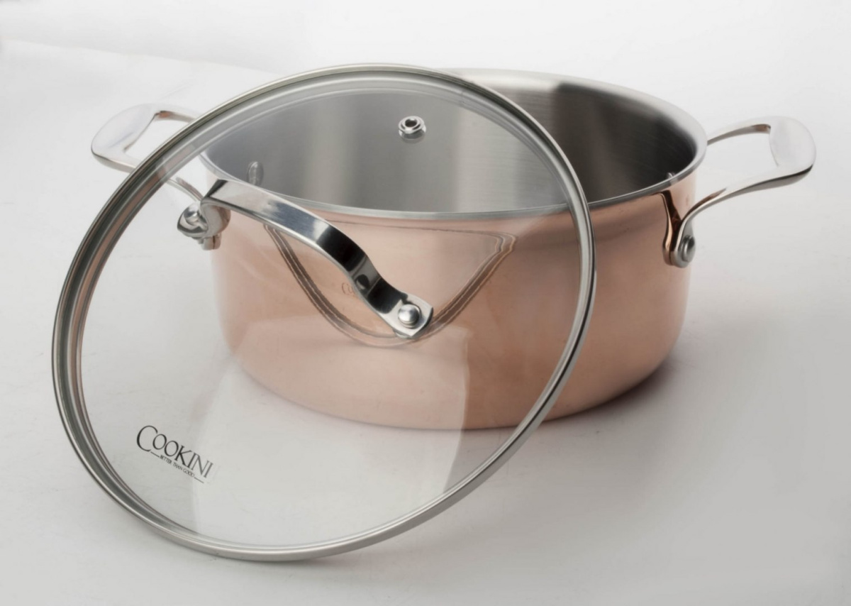 GARNEK ZE STALI NIERDZEWNEJ Z POKRYWKĄ 20cm 3.0L MIEDZIANY COOKINI HTXA4689 GARNEK ZE STALI NIERDZEWNEJ Z POKRYWKĄ 20cm 3.0L MIEDZIANY COOKINI HTXA4689