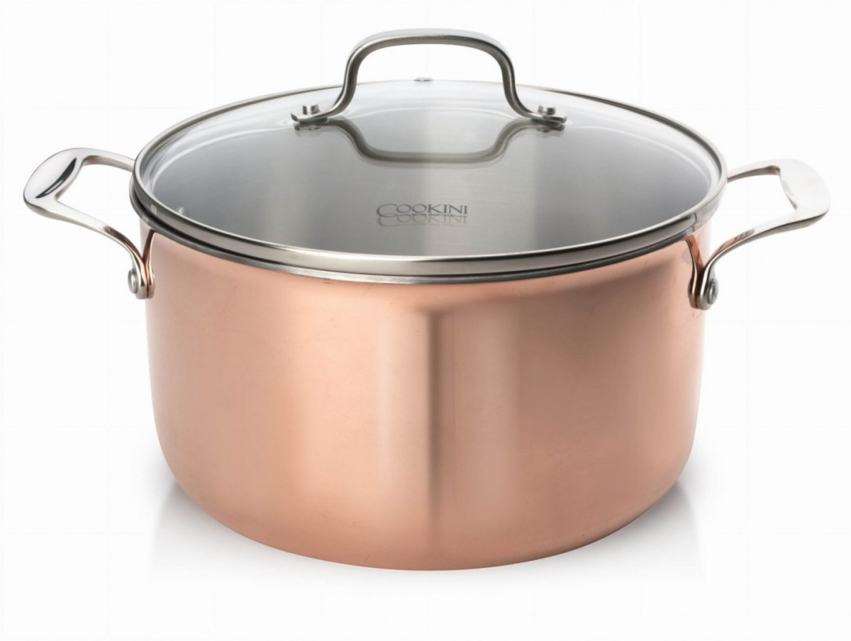 GARNEK ZE STALI NIERDZEWNEJ Z POKRYWKĄ 24cm 6.0L MIEDZIANY COOKINI HTXA4696 GARNEK ZE STALI NIERDZEWNEJ Z POKRYWKĄ 24cm 6.0L MIEDZIANY COOKINI HTXA4696