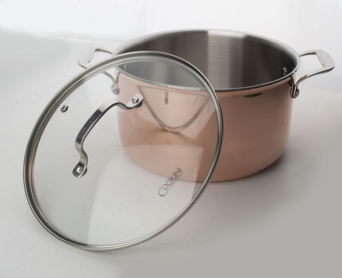 GARNEK ZE STALI NIERDZEWNEJ Z POKRYWKĄ 24cm 6.0L MIEDZIANY COOKINI HTXA4696 GARNEK ZE STALI NIERDZEWNEJ Z POKRYWKĄ 24cm 6.0L MIEDZIANY COOKINI HTXA4696