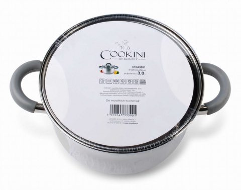 GARNEK ZE STALI NIERDZEWNEJ Z POKRYWKĄ 25.5cm 5.0L COOKINI HTXA3918 GARNEK ZE STALI NIERDZEWNEJ Z POKRYWKĄ 25.5cm 5.0L COOKINI HTXA3918
