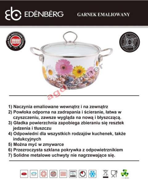 GARNEK EMALIOWANY 6.8L EDENBERG FLOWERS EB-1784 GARNEK EMALIOWANY 6.8L EDENBERG FLOWERS EB-1784