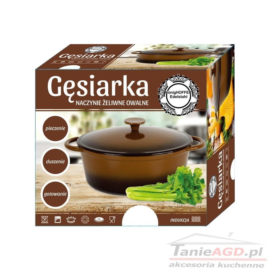 BRYTFANNA / GĘSIARKA ŻELIWNA EMALIOWANA 4.0L BRĄZOWA KONIGHOFFER KG-7283 BRYTFANNA / GĘSIARKA ŻELIWNA EMALIOWANA 4.0L BRĄZOWA KONIGHOFFER KG-7283