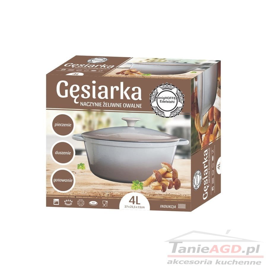 BRYTFANNA / GĘSIARKA ŻELIWNA EMALIOWANA 4.0L SZARA KONIGHOFFER KG-8756 BRYTFANNA / GĘSIARKA ŻELIWNA EMALIOWANA 4.0L SZARA KONIGHOFFER KG-8756