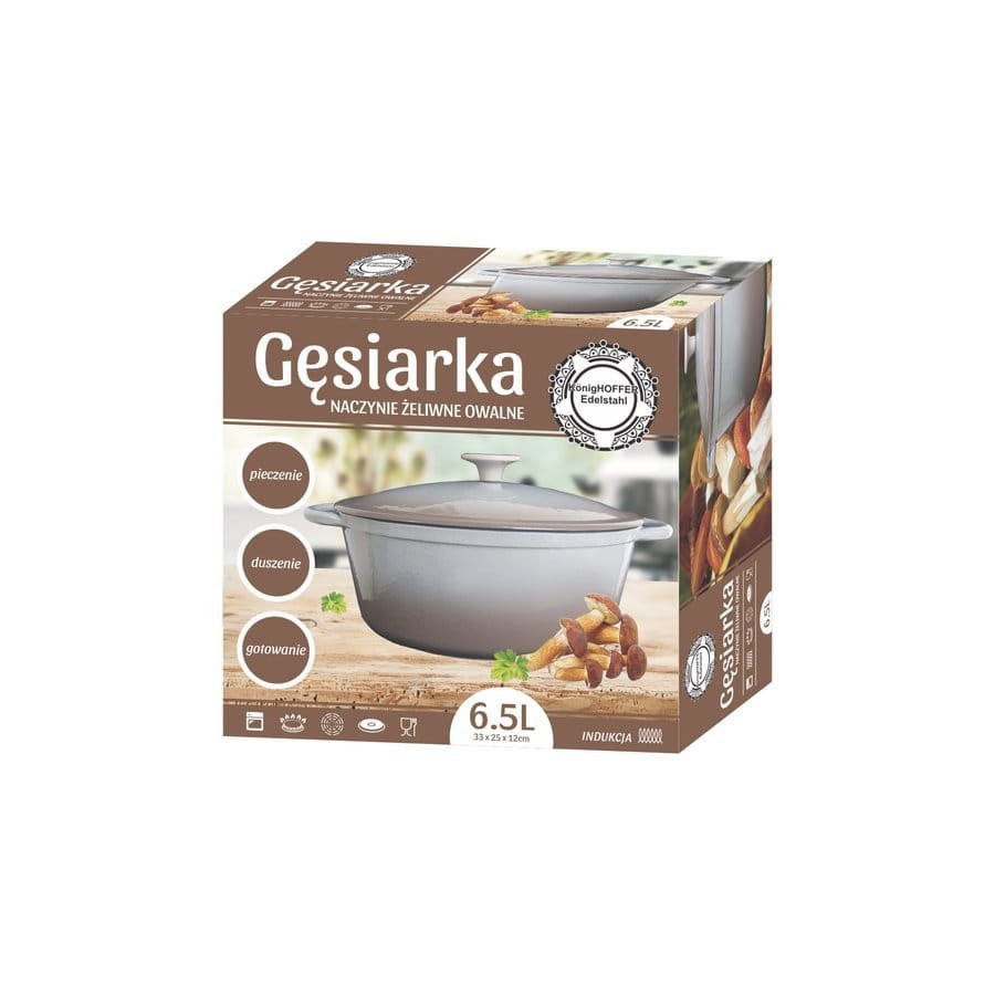 BRYTFANNA / GĘSIARKA ŻELIWNA EMALIOWANA 6.5L SZARA KONIGHOFFER KG-8732 BRYTFANNA / GĘSIARKA ŻELIWNA EMALIOWANA 6.5L SZARA KONIGHOFFER KG-8732