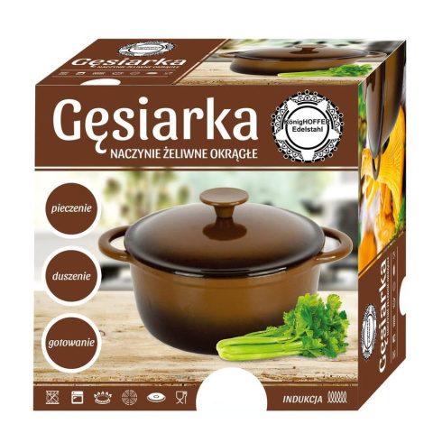 GARNEK / GĘSIARKA ŻELIWNA EMALIOWANA 21cm BRĄZOWA KONIGHOFFER KG-7337 GARNEK / GĘSIARKA ŻELIWNA EMALIOWANA 21cm BRĄZOWA KONIGHOFFER KG-7337