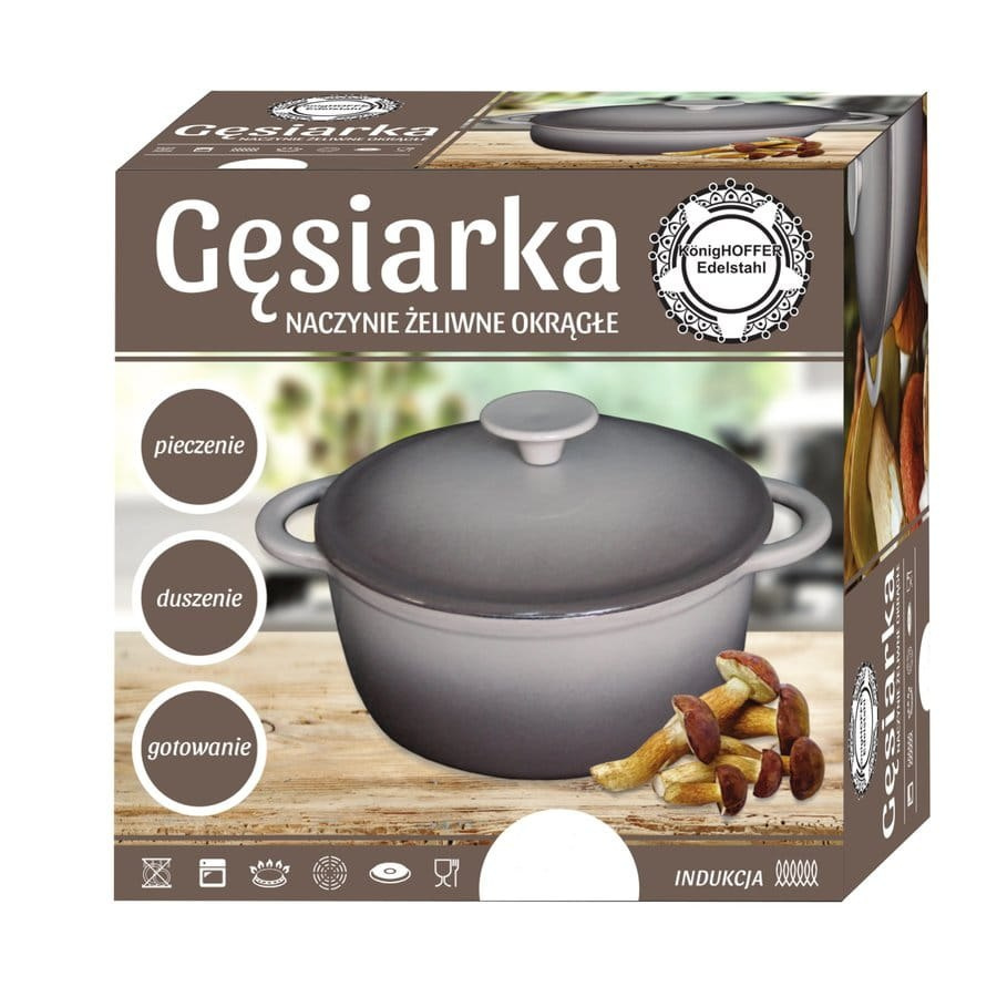 GARNEK / GĘSIARKA ŻELIWNA EMALIOWANA 24cm SZARA KONIGHOFFER KG-7313 GARNEK / GĘSIARKA ŻELIWNA EMALIOWANA 24cm SZARA KONIGHOFFER KG-7313