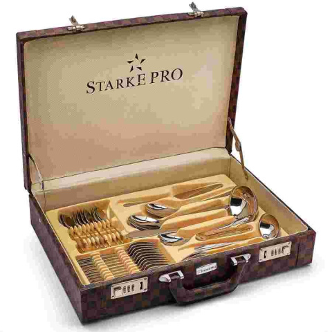 KOMPLET SZTUĆCÓW 72 ELE. 18/10 W SKÓRZANEJ WALIZCE STARKE PRO ELENA 4990 KOMPLET SZTUĆCÓW 72 ELE. 18/10 W SKÓRZANEJ WALIZCE STARKE PRO ELENA 4990