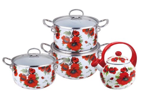 GARNKI EMALIOWANE 7 EL. EDEL HOFF POPPY EH-7053-R GARNKI EMALIOWANE 7 EL. EDEL HOFF POPPY EH-7053-R