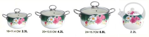 GARNKI EMALIOWANE 7 EL. EDEL HOFF ROSE EH-7053-G GARNKI EMALIOWANE 7 EL. EDEL HOFF ROSE EH-7053-G