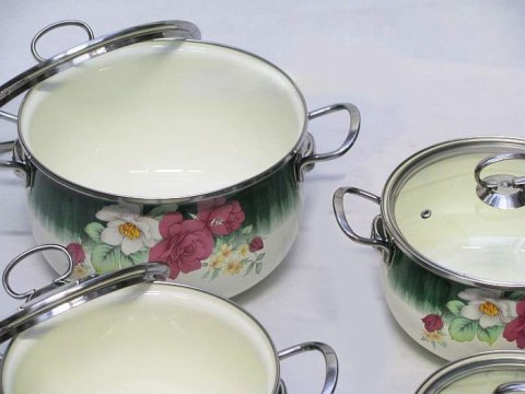 GARNKI EMALIOWANE 8 EL. EDEL HOFF ROSE EH-7060-G / 7062 GARNKI EMALIOWANE 8 EL. EDEL HOFF ROSE EH-7060-G / 7062