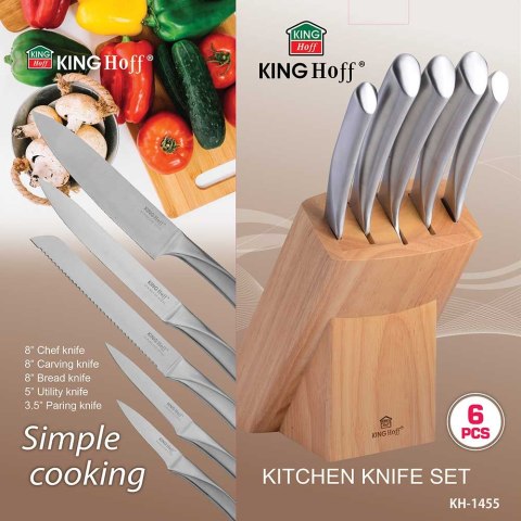 KOMPLET NOŻY KUCHENNYCH W BLOKU 6 EL. KiNGHOFF KH-1455 KOMPLET NOŻY KUCHENNYCH W BLOKU 6 EL. KiNGHOFF KH-1455