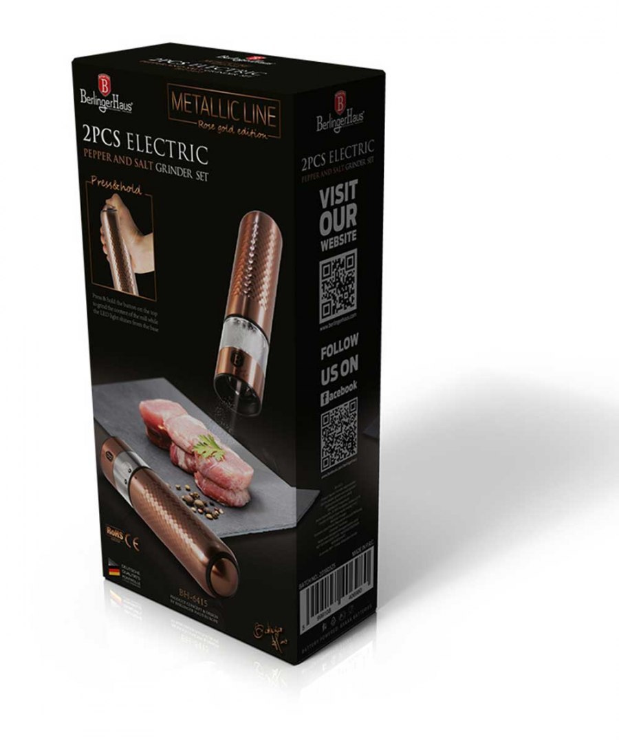ZESTAW 2 MŁYNKÓW ELEKTRYCZNYCH DO PIEPRZU I SOLI BERLINGER HAUS ROSEGOLD BH-6415 ZESTAW 2 MŁYNKÓW ELEKTRYCZNYCH DO PIEPRZU I SOLI BERLINGER HAUS ROSEGOLD BH-6415