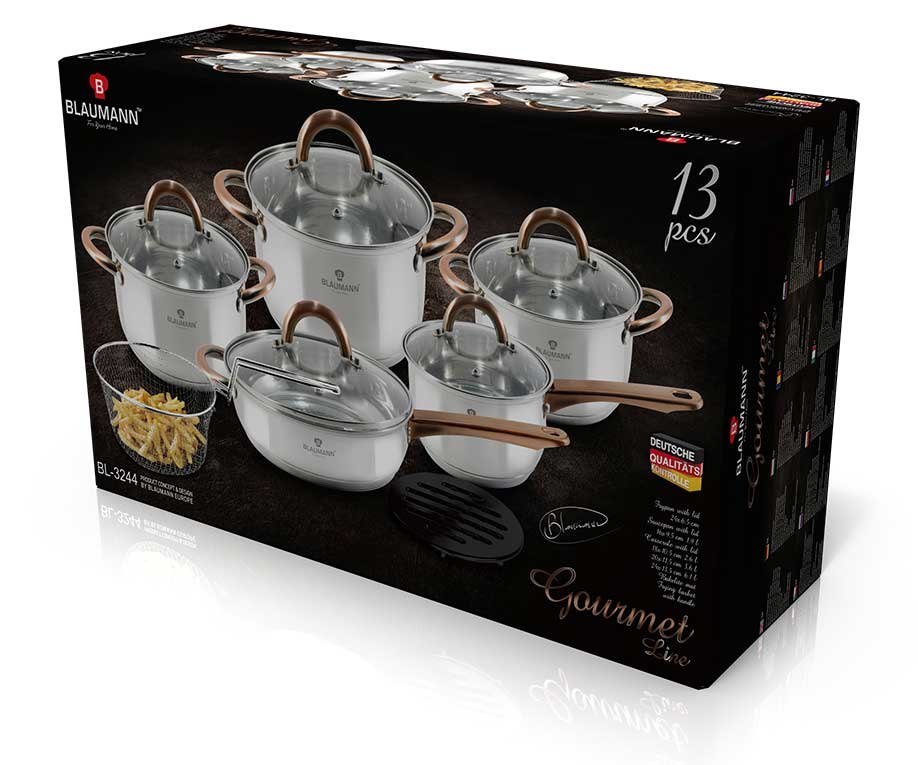 ZESTAW GARNKÓW ZE STALI NIERDZ. 13 EL. BLAUMANN GOURMET LINE BL-3244 ZESTAW GARNKÓW ZE STALI NIERDZ. 13 EL. BLAUMANN GOURMET LINE BL-3244