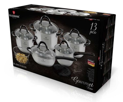 ZESTAW GARNKÓW ZE STALI NIERDZ. 13 EL. BLAUMANN GOURMET LINE BL-3245 ZESTAW GARNKÓW ZE STALI NIERDZ. 13 EL. BLAUMANN GOURMET LINE BL-3245