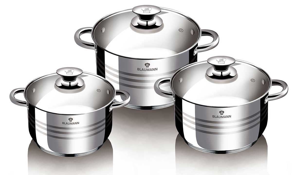 ZESTAW GARNKÓW ZE STALI NIERDZ. 6 EL. BLAUMANN GOURMET LINE BL-3160 ZESTAW GARNKÓW ZE STALI NIERDZ. 6 EL. BLAUMANN GOURMET LINE BL-3160