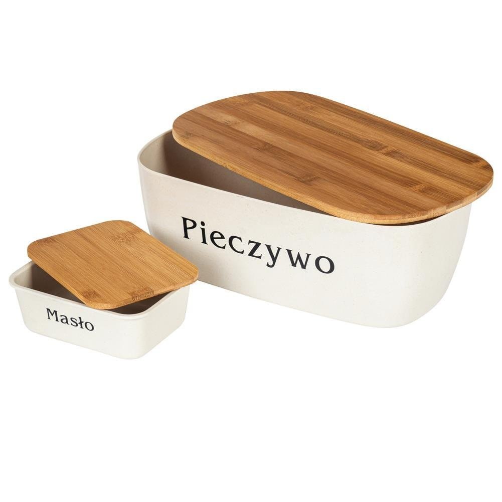 CHLEBAK Z DESKĄ BAMBUSOWĄ + MASELNICA BEŻOWY ORION 152428 CHLEBAK Z DESKĄ BAMBUSOWĄ + MASELNICA BEŻOWY ORION 152428