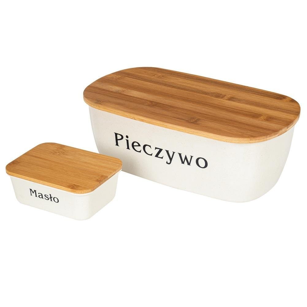CHLEBAK Z DESKĄ BAMBUSOWĄ + MASELNICA BEŻOWY ORION 152428 CHLEBAK Z DESKĄ BAMBUSOWĄ + MASELNICA BEŻOWY ORION 152428