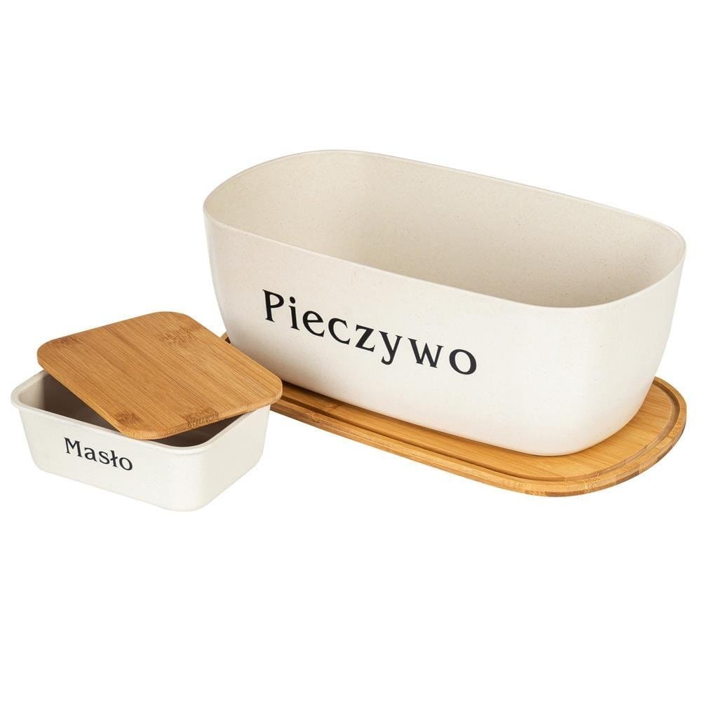 CHLEBAK Z DESKĄ BAMBUSOWĄ + MASELNICA BEŻOWY ORION 152428 CHLEBAK Z DESKĄ BAMBUSOWĄ + MASELNICA BEŻOWY ORION 152428