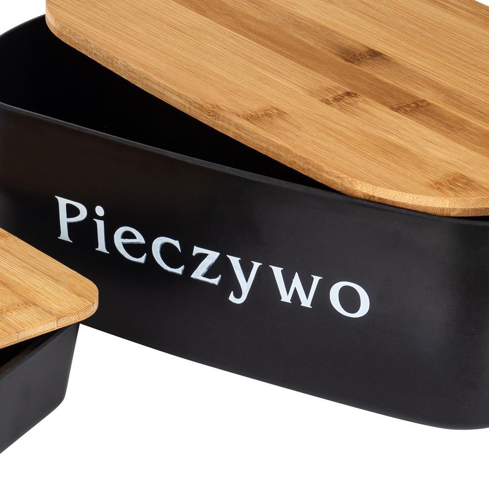 CHLEBAK Z DESKĄ BAMBUSOWĄ + MASELNICA CZARNY ORION 152427 CHLEBAK Z DESKĄ BAMBUSOWĄ + MASELNICA CZARNY ORION 152427